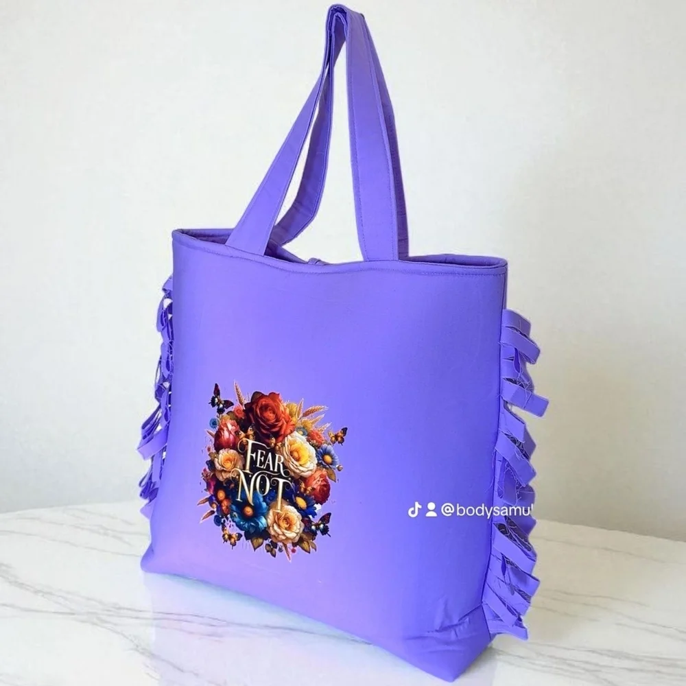 Vibrant Purple Tote with Floral Accent